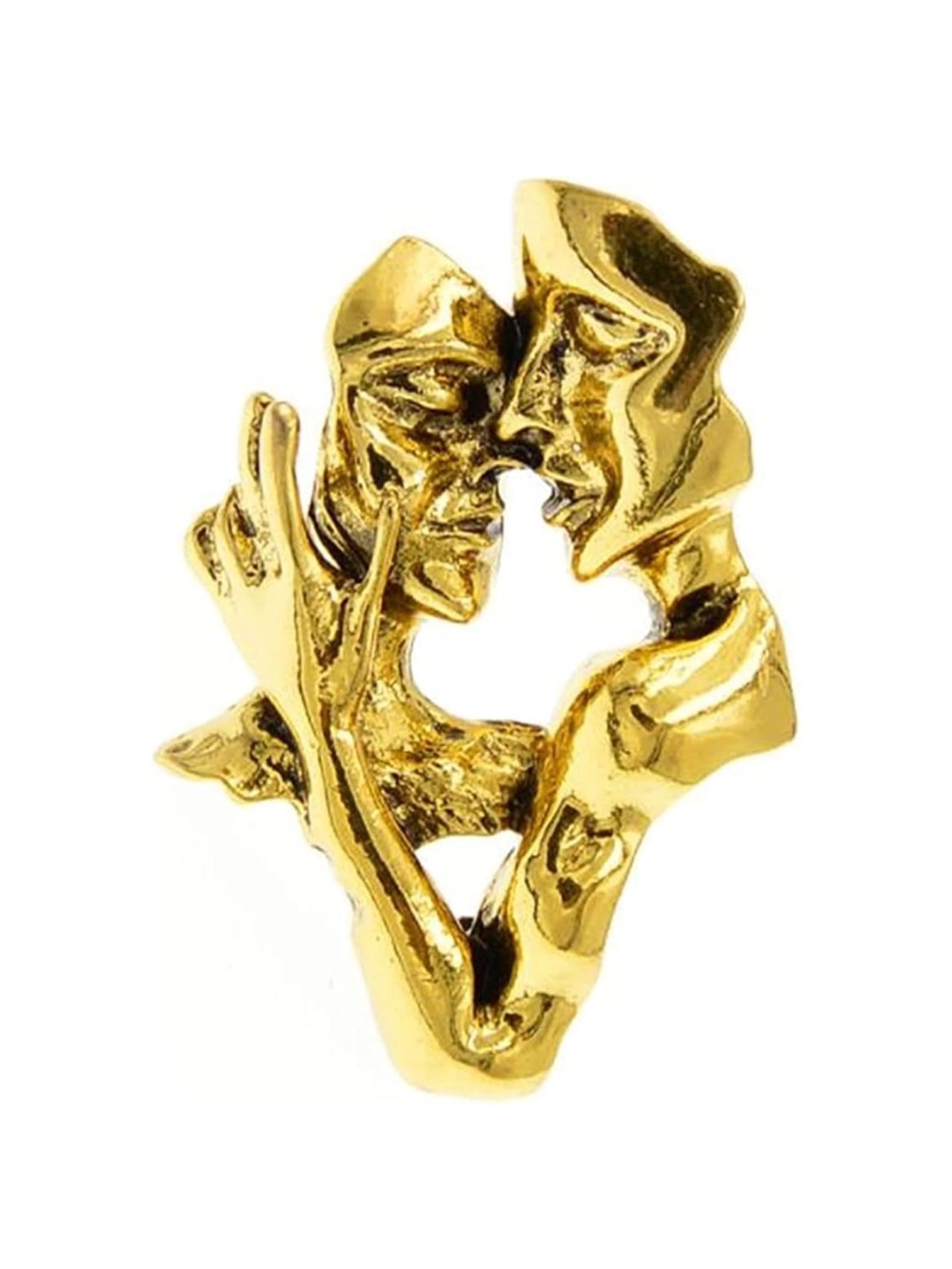 Abstract Lovers Brooch Pin | Gold Face Art Brooch | Romantic Statement Fashion